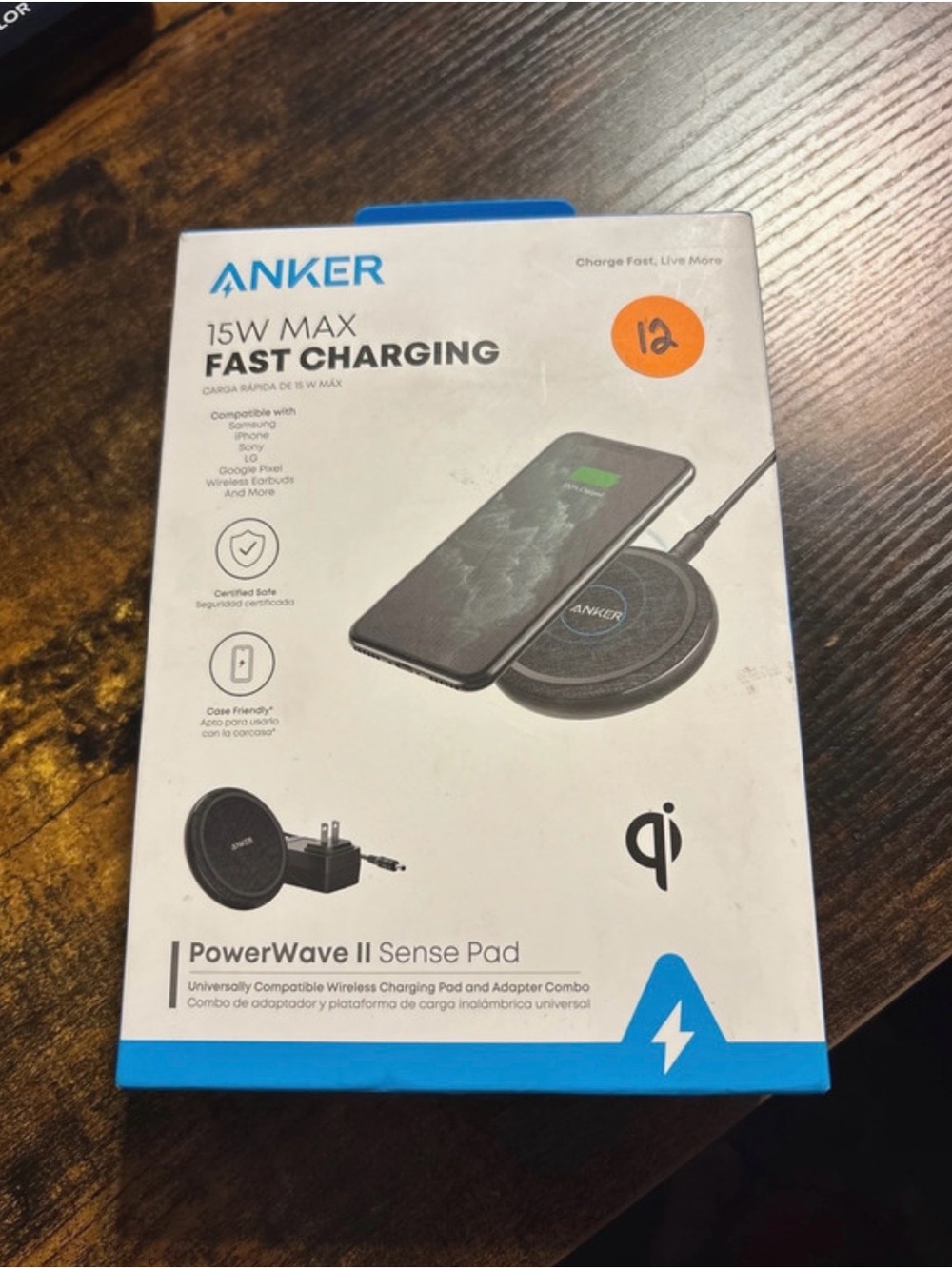 Anker PowerWave II Sense Pad Wireless Charger - White with Blue Accent